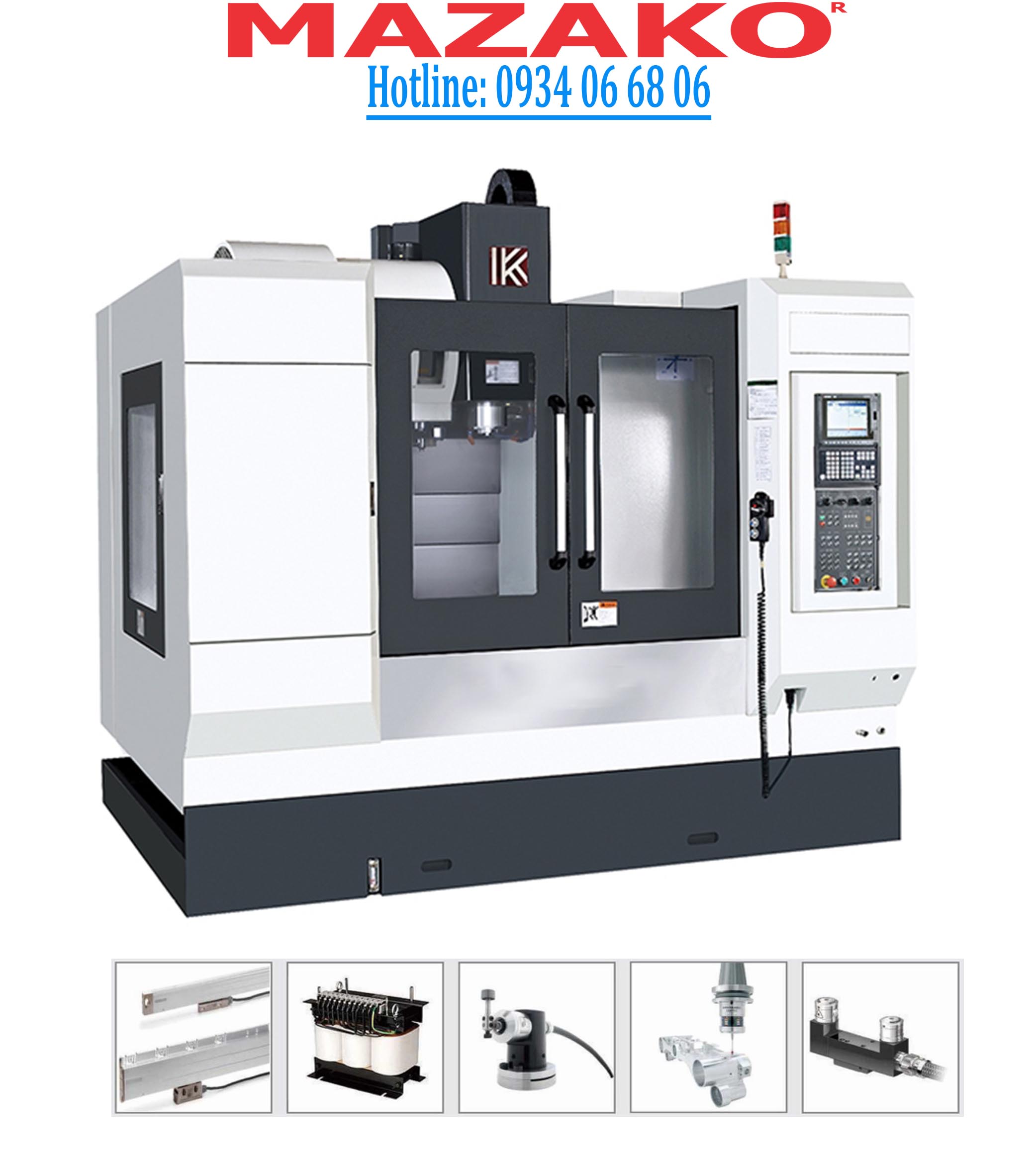 Máy phay CNC Đài Loan V80 MAZAKO - BT40 - Fanuc 0iMF Plus